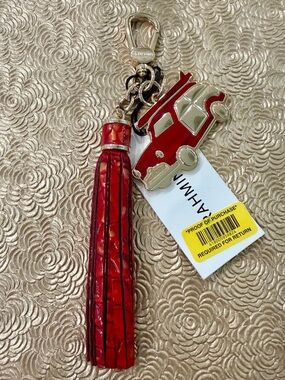 Brahmin Cardinal Copa Car Leather Charm Tassel